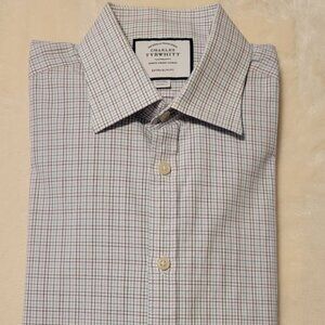 Charles Tyrwhitt White Check Extra Slim Fit Dress Shirt Mens 15.5 - 35